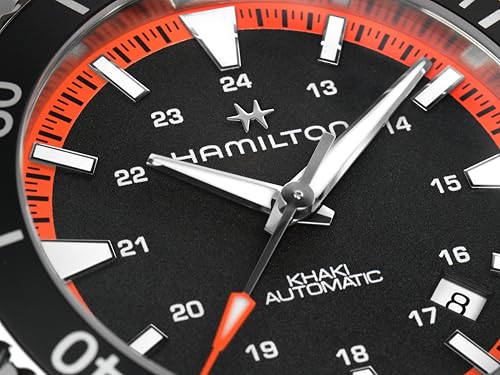 Hamilton Khaki Navy Scuba Automatic Men's Watch, 40mm Stainless Steel Case, Swiss Made, Black Dial Analog Wrist Watch for Men, 100m Waterproof, Sapphire Crystal, 3-Hand Movement, Rubber Strap