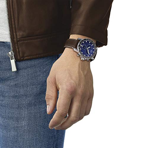 Tissot Men's Supersport Chro Qua 316L Stainless Steel case Swiss Quartz Leather Strap, Brown, 22 Casual Watch (Model: T1256171604100)