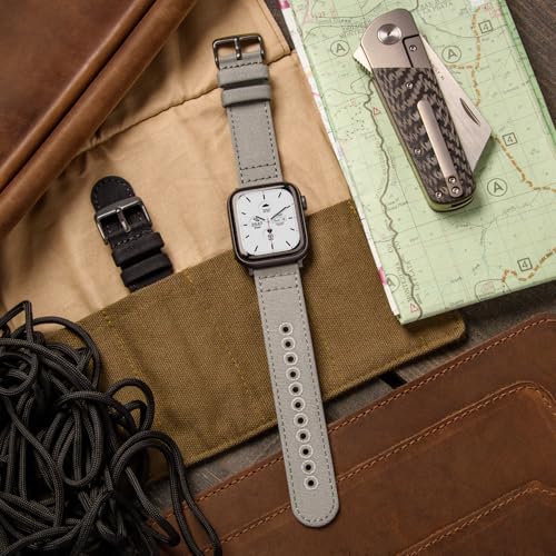 Archer Watch Straps - Canvas Straps for Apple Watch (Ash Gray, Gray, 44/45/46/49mm)