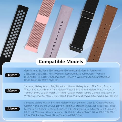 Vanjua 22mm Watch Bands Quick Release Replacement Wristband, 4 Pack Soft Silicone Waterproof Sport Straps Band for Men Women