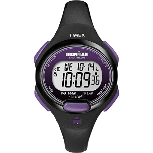 Timex Women's Ironman Triathlon Essential 10 34mm Watch – Black & Purple Case with Black Resin Strap