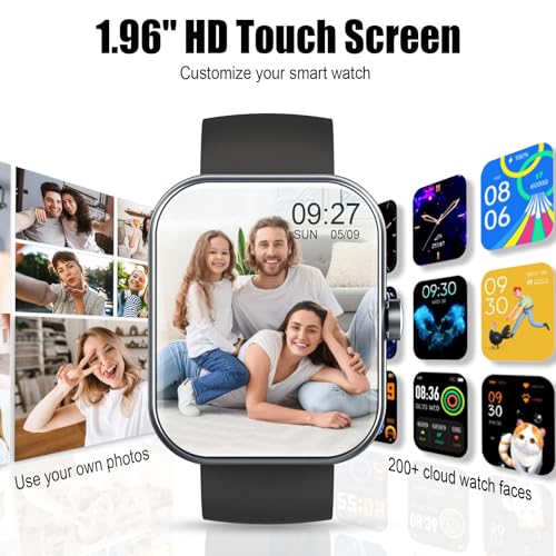 2026 Smart Watch for Men Women (Answer/Make Call), 1.96" HD Fitness Tracker Running Watch, IP68 Waterproof,Pedometer, Sleep/Step/Activity/Heart Rate Monitor,110+ Sport Mode Smartwatch for Android iOS