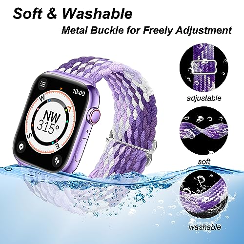 DOBSTFY Compatible with Apple Watch Band 38mm 40mm 41mm 42mm for Women Men,Stretchy Braided Apple Watch Strap for iWatch Series 10/9/8/7/6/5/4/3/2/1/SE/Ultra/Ultra 2