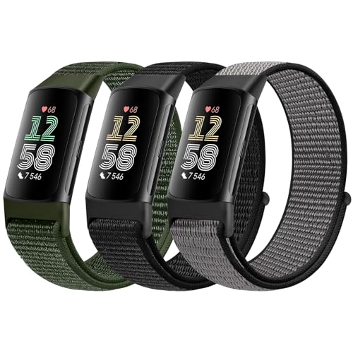 AVOD Sport Loop Nylon Watch Bands Compatible with Fitbit Charge 6/Charge 5 for Women Men, Adjustable Breathable Replacement Soft Nylon Loop Wristband for Fitbit Charge 6/Fitbit Charge 5