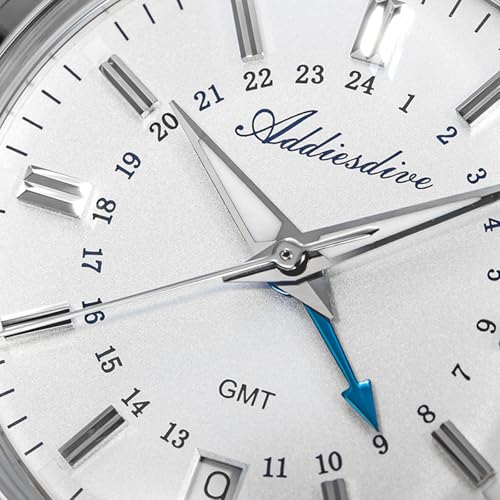 Addiesdive AD2065 36mm 515 GMT Mens Watch Sapphire Crystal Glass BGW9 Luminous 10Bar Water Resistant, White Dial