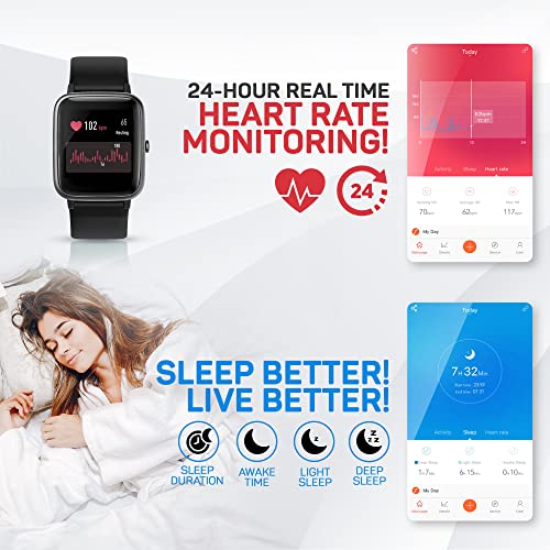 OCTANDRA Move VeryFitPro Smart Watch HR Heart Rate Sleep Monitor IP68 Waterproof Activity Fitness Tracker Step Counter Pedometer Exercise Running Watch Fitness Watches for Men & Women (ID205L) (Black)