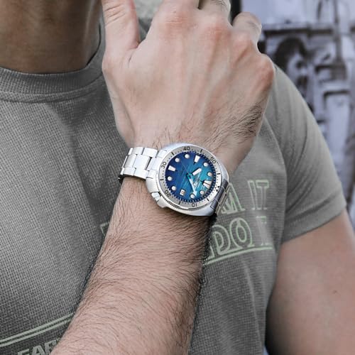 ADDIESDIVE Mens Automatic Dive Watch Stainless Steel NH35A Mechanical Movement 200M Waterproof Blue Deep Sea Dial