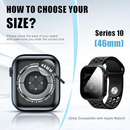 KUYUBMINYR 2 Pack Privacy Case for Apple Watch Screen Protector, Anti-Spy Tempered Glass Film Apple Watch Cover Hard PC Case Bumper for iWatch Series 11 Series 10 - Black/Black 46mm