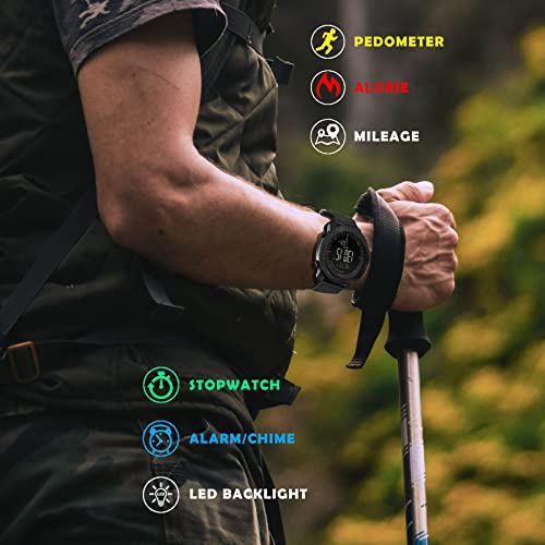 AVTREK Men's Outdoor Sport Digital Wrist Watch Multifunctional Watch Swimming Military Army Watches Altimeter Barometer Compass Waterproof 50m (Green)