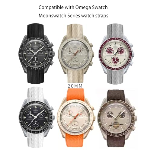 Nizonlaie Watch Bands for Moonswatch Watch, 20mm Watch Strap Curved End Weave Style Premium Silicone Rubber Replacement Strap Women Men,for Omega Swatch Moonswatch Speedmaster