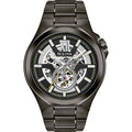 Bulova Men's Classic Maquina Black Ion-Plated Stainless Steel 3-Hand Automatic Watch, Skeleton Dial Style: 98A179
