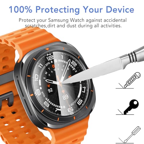 SPGUARD 2 Pack Samsung Galaxy Watch Ultra 47mm(2025/2024) Screen Protector,Auto-alignment Installation Kit Accessories Tempered Glass Screen Protector for ONLY Samsung Galaxy Watch Ultra 47mm(2025/2024)