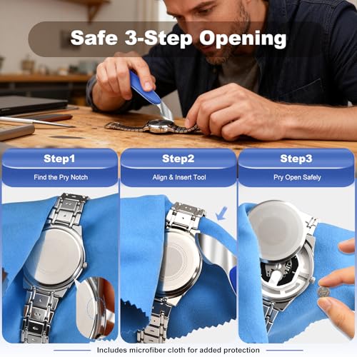 SMPUAGU 4PCS Watch Repair Kit for Pry-Off Watch Backs, Watch Battery Replacement Tool Kit, Watch Back Remover & Watch Case Opener Knife