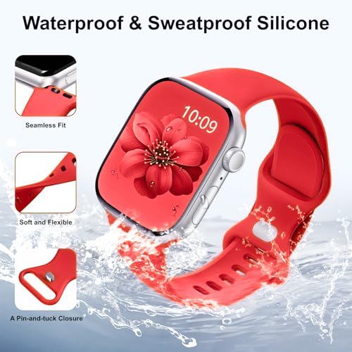 6 Pack Sport Band Compatible with Apple Watch Bands for Women Men, 38mm 40mm 41mm 42mm 44mm 45mm 46mm 49mm, Silicone Strap iWatch Band for Series 11 10 9 Ultra 8 7 6 5 4 SE 3 2 1