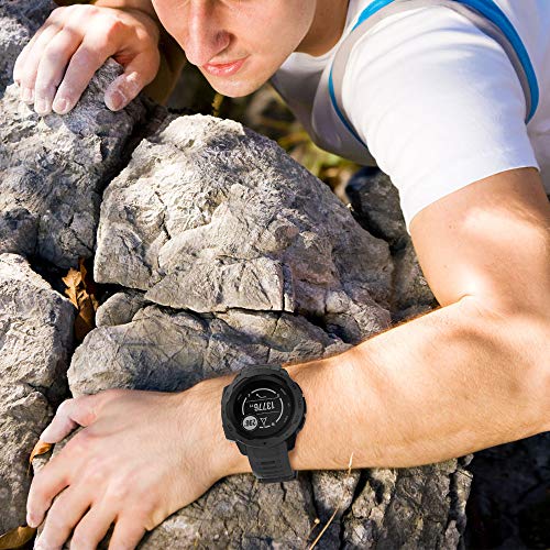 NotoCity for Garmin Instinct Band, Soft Silicone Replacement Watch Strap Compatible with Garmin Instinct 2/ Solar/Tactical(Black)