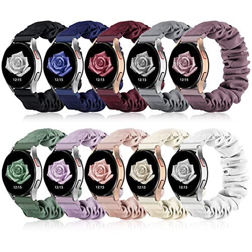 Compatible with Samsung Galaxy Watch 7/6/5/4/Active 2/FE Bands - 40mm/44mm, 20mm Quick Release Scrunchie Strap - Stretchy Cute Elastic Fabric Bands (10-Pack) Women