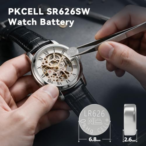 PKCELL SR626sw Watch Battery 10 Count, 377 Watch Battery LR626 Battery