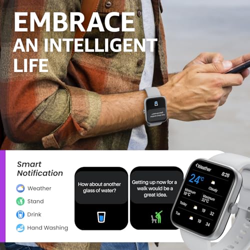 TOZO 2026 New Upgraded Smart Watch for Men Women for iPhone&Android, 1.83" Fitness Tracker Bluetooth Call [Answer/Make], IP68 Waterproof Sleep Monitor, 100+ Sport Modes Sliver