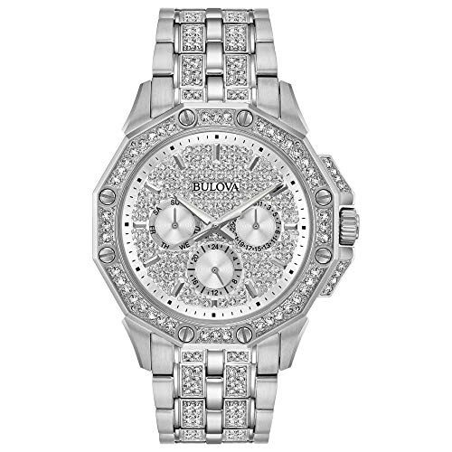 Bulova Men's Crystals Octava Stainless Steel 6-Hand Multi-Function Quartz Watch Style: 96C134