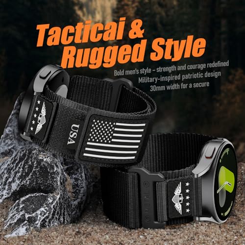 20mm Band Compatible with Samsung Galaxy Watch 7 6 5 4 FE Band 44mm 40mm/Watch 6 4 Classic 47mm 43mm 42mm 46mm/5 Pro 45mm/3 41mm/Active 2 Men,Fabric Nylon Strap for Garmin Vivoactive 5 3/Venu,S