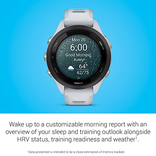 Garmin Forerunner 265S Running Smartwatch, Colorful AMOLED Display, Training Metrics and Recovery Insights, Whitestone and Neo Tropic