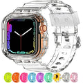 XYF Compatible for Crystal Clear Apple Watch Bands, 45mm 44mm Bumper Case for Men Women Jelly Sport Cover Strap for iWatch Ultra 3 2 Series 11 10 9 8 7 SE 6 5 4 3 (CrystalClear, 44/45)