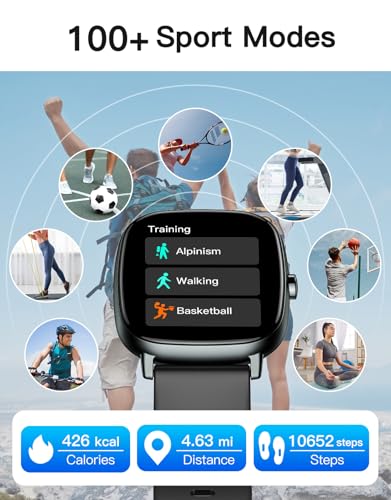 Smart Watches for Men Women with GPS Built-in, Answer/Make Calls, 1.95" Smartwatch for iPhone/Android Phones, Fitness Watch with Heart Rate/Sleep Monitor 100+ Sports Modes IP68 Waterproof (Black)