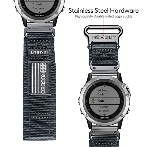 Nylon Sports Watch Band, 22mm Military Strap Compatible with Garmin Fenix 8 47mm /7/7 Pro/6/6 Pro/5/5 Plus/E 47mm, MARQ Athlete/Golfer/Driver/Captain/Adventurer/Commander, Instinct 2/Crossover/Tacical/Esports/Tide, D2 Delta S/Descent G1, Approach S60/62/S