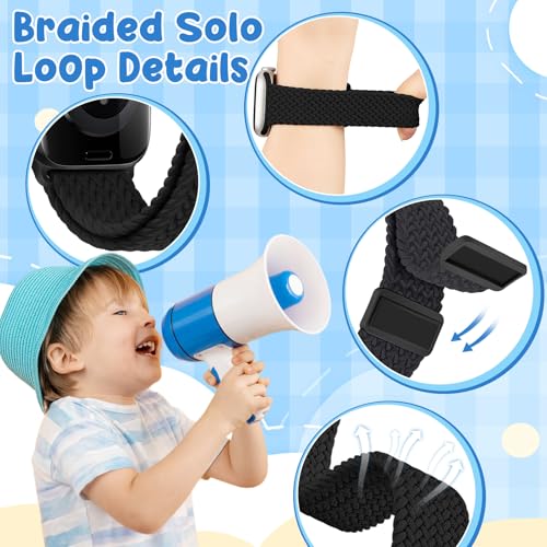 Magnetic Braided Band Compatible with Kids Apple Watch Band 38mm 40mm 41mm 42mm 44mm 45mm 46mm, Stretchy Nylon Solo Loop for iWatch Series 11 10 9 8 7 6 5 4 3 2 1 SE3 SE2 SE1 Girls Boys Small Wrists