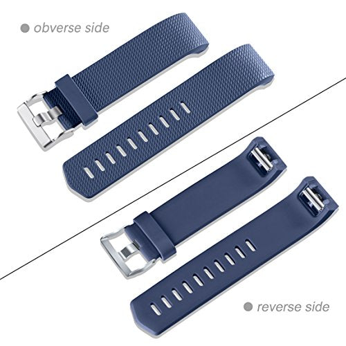 Maledan Bands Replacement Compatible with Fitbit Charge 2, 3-Pack, Large Gray/Blue/Black