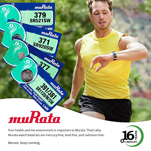Murata 364 Battery SR621SW 1.55V Silver Oxide Watch Button Cell (5 Batteries)
