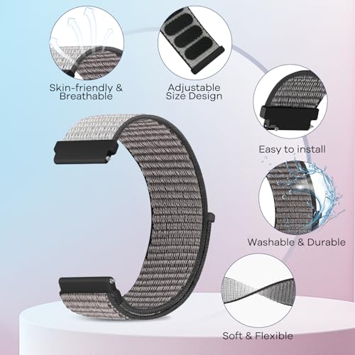 PBFairyy 20mm Watch Bands for Garmin Forerunner 55/570 42mm/165/645/245 Music/Garmin Vivoactive 6/Vivoactive 5/3/Garmin Venu/Venu Sq 2 for Men Women, 20mm Watch Straps for Amazfit Active 2/Active