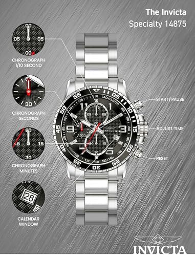 Invicta Men's 14875 Specialty Chronograph Black Textured Dial Stainless Steel Watch