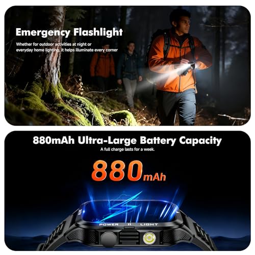 ALLENERGY Smart Watch for Men (Answer/Make Call) 1.96IN Waterproof SmartWatches with Flashlight 30+ Days Extra Long Battery Life 24/7 Fitness Tracker for 100+ Sport - Gift for Friend and Family