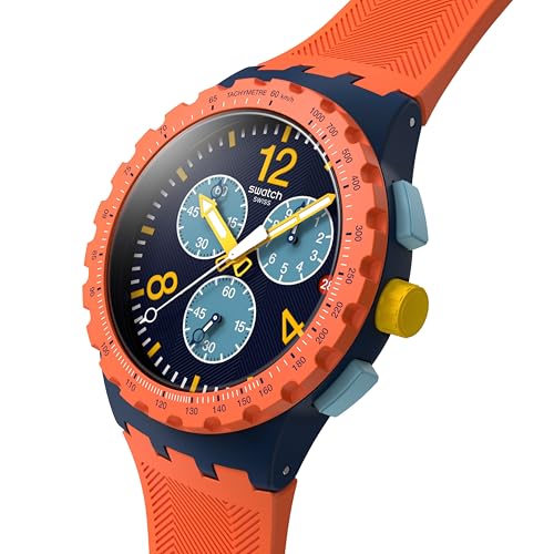 Swatch Unisex Casual Watch Orange Polymer Quartz CAMO Flash