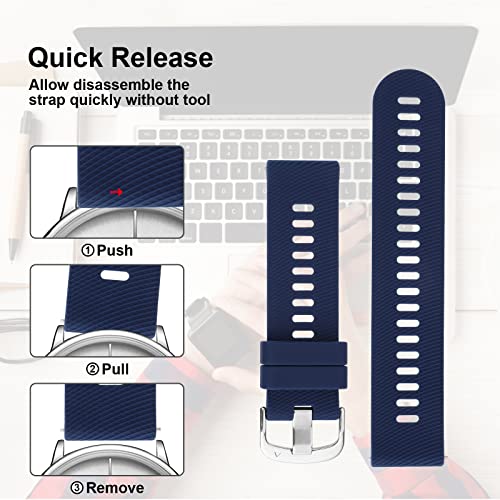 TIESOME Quick Release Silicone Watch Bands Replacement Rubber Watch Straps 18mm 20mm 22mm Smartwatches Bands for Men and Women Waterproof Sport Watchbands with 3 Colors (22mm, Blue)