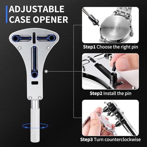XOOL 210 PCS Watch Repair Kits, Including Watch Battery Change Kit, Watch Case Opener, Link Remover, Spring Bar Tools, Screwdrivers, and Portable Carrying Case with Instruction Manual