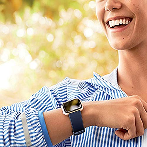PACK 3 Soft Silicone Bands Compatible for Fitbit Versa 2 / Fitbit Versa/Fitbit Versa Lite Adjustable Sport Bands for Women Men Small Large (Black+Blue+Grey, Small)