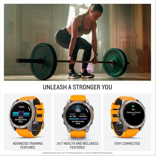 Garmin fēnix® 8 – 51 mm, AMOLED, Sapphire, Premium Multisport GPS Smartwatch, Long-Lasting Battery Life, Dive-Rated, Built-in LED Flashlight, Titanium with Spark Orange/Graphite Band