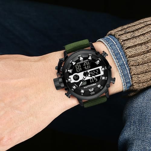 MEGALITH Military Watches for Men Digital: Tactical Wristwatch with Analog Dual Time Display - Waterproof Sport Heavy Duty Watch for Men with LED Alarm Stopwatch Date - Gifts for Him