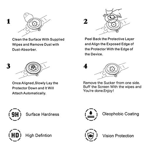 FINENIC Universal Round Watch HD Tempered Glass Screen Protector, Anti-Scratch, Anti-Fingerprint, 38mm Diameter (3 Pack)