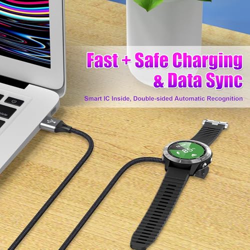 AGVEE 2 Pack 3.3ft Charger for Garmin Watch, L-Shape Charging Cable