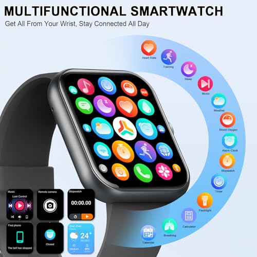 Smart Watch (Answer/Make Calls), 1.96" HD Smartatch for Men Women , 113+ Sport Modes, Fitness Tracker with Heart Rate/Sleep Monitor/Pedometer/Calories, IP68 Waterproof Running Watch for Android iOS
