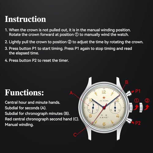 SEA-GULL Men's Mechanical Wristwatch, Seagull 1963 Aviation Chronograph Pilot Mechanical Watch, Manual Winding, GD 1963 International Edition, ST1901 (Yellow)