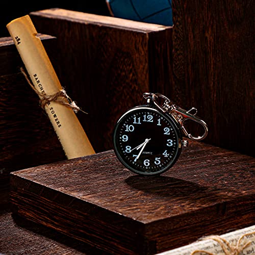 Junkin 2 Pieces Clip on Pocket Watch with Keychain, Nurse Watch with Key Buckle Unisex, Portable Hanging Digital Clip Fob