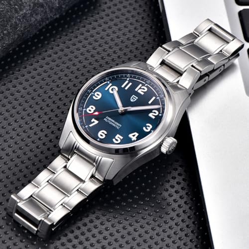 PAGRNE DESIGN Watches Men Automatic Mechanical 38MM Men's Pilot Watch NH35A Waterproof 200m Dive Sport Sapphire Glass Stainless Steel Wrist Watch