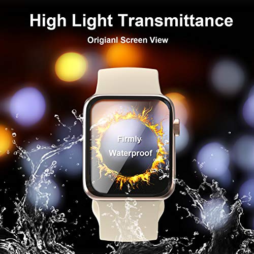 EWUONU [2 Pack Tempered Glass Screen Protector for Apple Watch 44mm SE 3/SE 2/ Series 6//5/4, 3D Full Coverage [Easy Installation Frame] Waterproof Bubble-Free HD Clear Film for iWatch 44mm