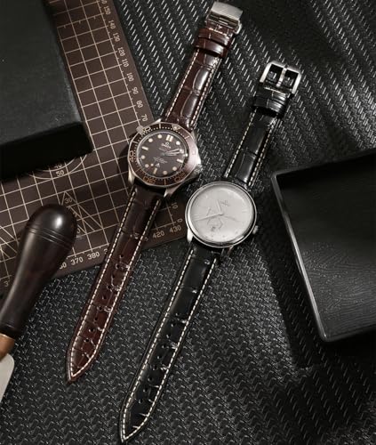 REZERO Leather Watch Bands for Men, Quick Release Watch Straps, Luxury Italian Alligator Grain Embossed Band Replacements 19mm 20mm 21mm 22mm