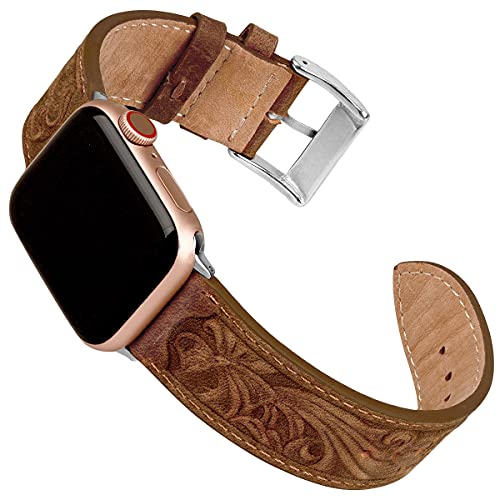 Falandi for Apple Watch Band Leather 42mm 41mm 40mm, Western Retro Leather Classical Replacement Smart Watch Band for iWatch Men Women Series 10 9 8 7 SE 6 5 (Retro Brown, 42/41/40mm)