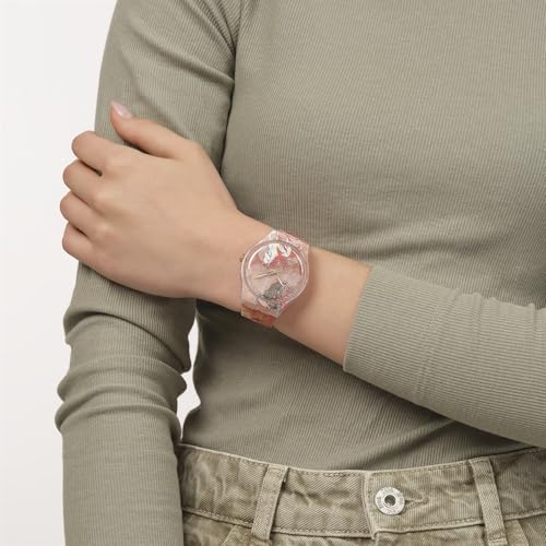 Swatch New Gent Unisex Casual Watch Polymer Brown Quartz Water Resistant Riding THE Clouds